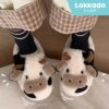 TOKKADO Kobe Sandal Rumah Premium Bulu Boneka Kamar Wanita Sapi Lucu - Medium (38