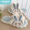 TOKKADO Tami Sandal Rumah Premium Bulu Boneka Kamar Wanita Rabbit Lucu - Biru Putih, Medium (38